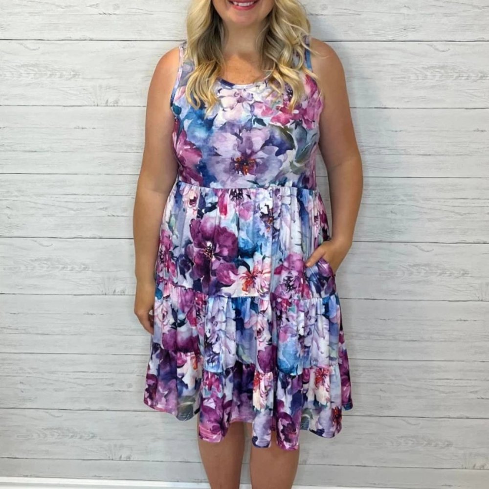 NWT Shirley & Stone Alene Tiered Dress Purple Haze